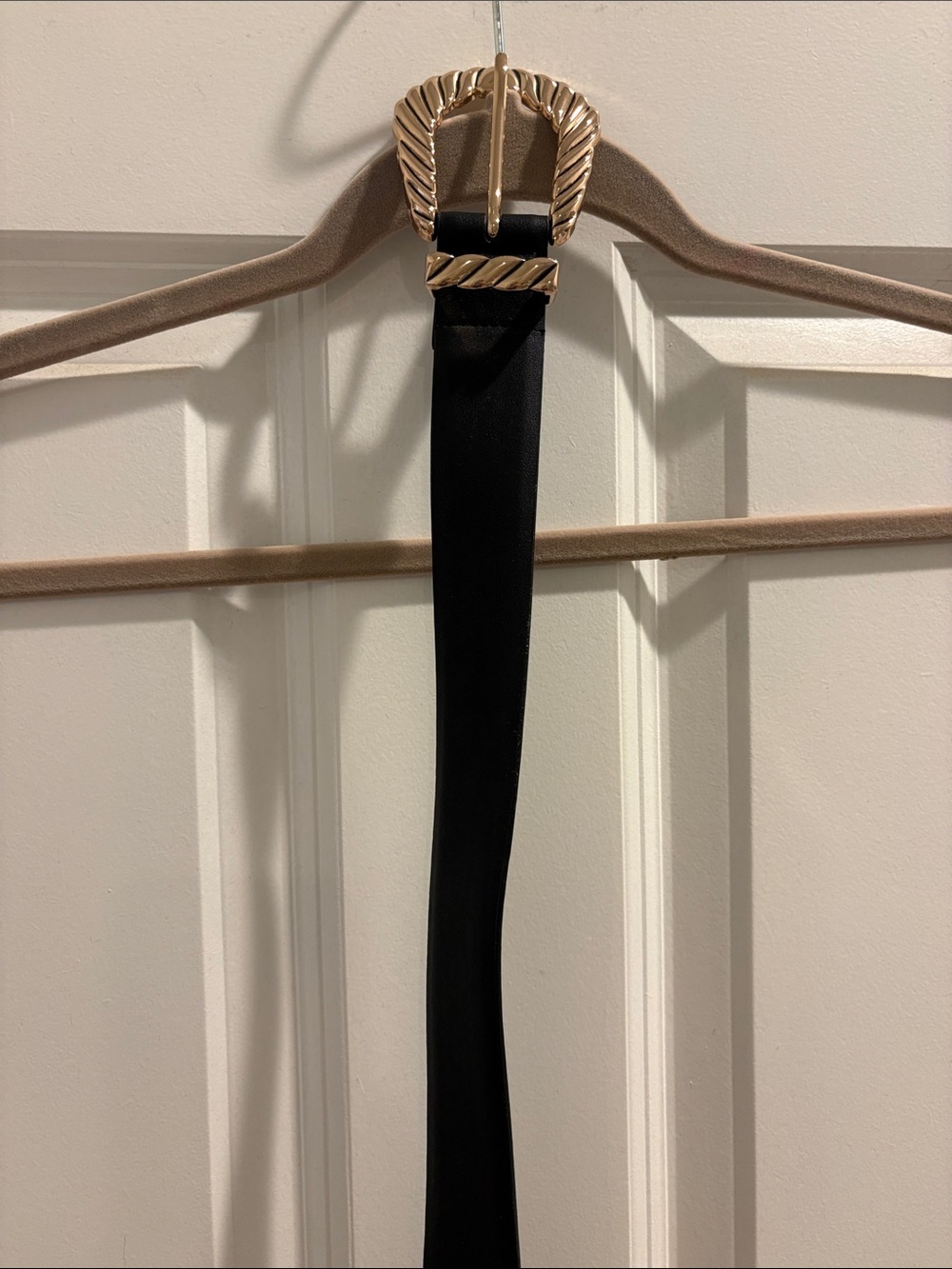 Black Men’s Dress Belt with Gold Rope Buckle